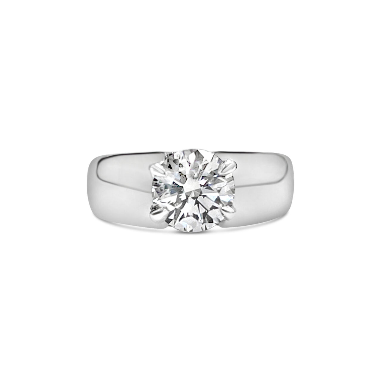 Brilliant Cut Diamond Solitaire Wide Band Ring