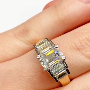 Emerald cut and baguette diamond