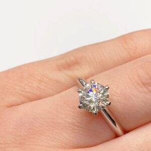 Brilliant cut solitaire diamond with fine band ring