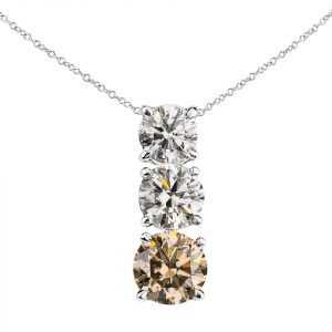 diamond pendant with a 1.6ct champagne and two white diamonds