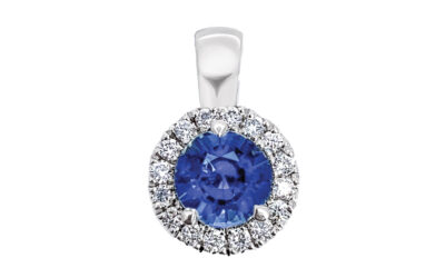 Sapphire & Diamond Halo Pendant