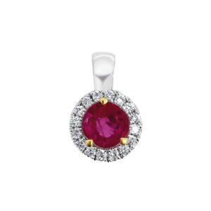 Ruby & Diamond Halo Pendant