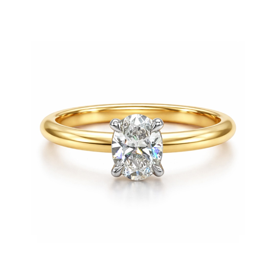 Oval Diamond with Hidden Halo Ring