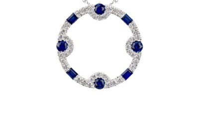 Baguette & Brilliant Cut Sapphire Pendant