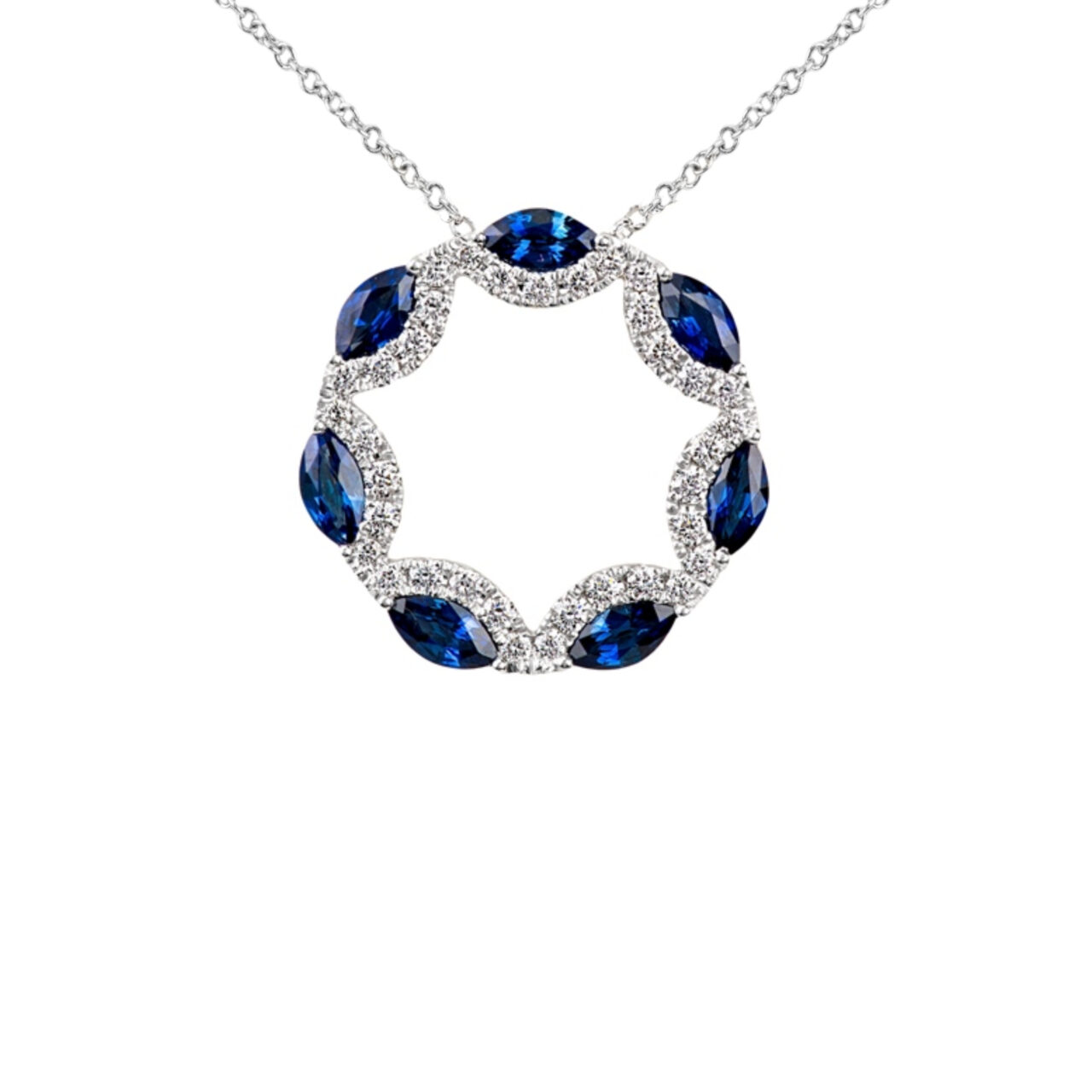 White Gold Diamond & Sapphire Pendant