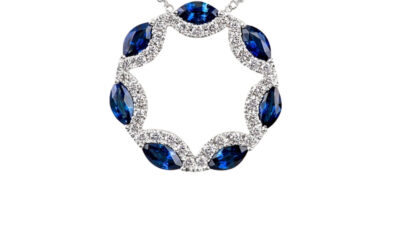 White Gold Diamond & Sapphire Pendant