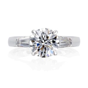 Brilliant Cut Solitaire Diamond & Tapered Baguettes Ring