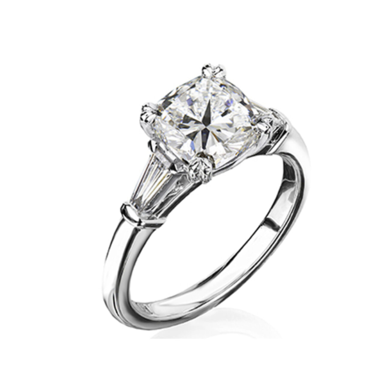 Brilliant Cut Diamond with 2 Baguettes Ring