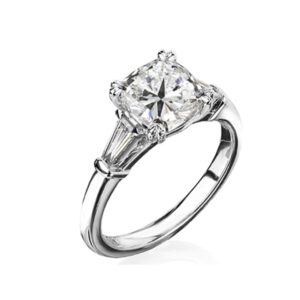 Brilliant Cut Diamond with 2 Baguettes Ring