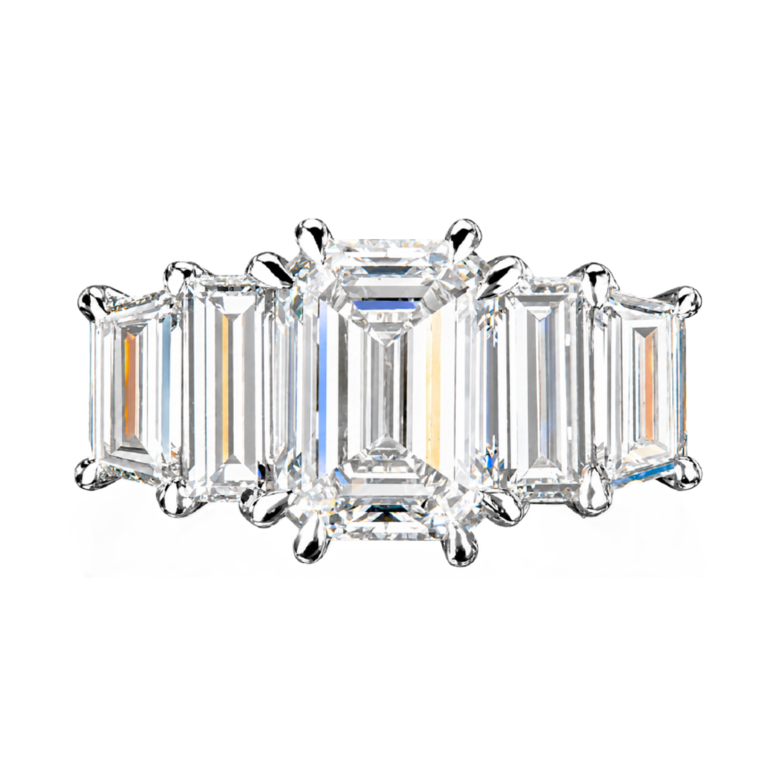 Emerald & Baguette 5 Across Ring