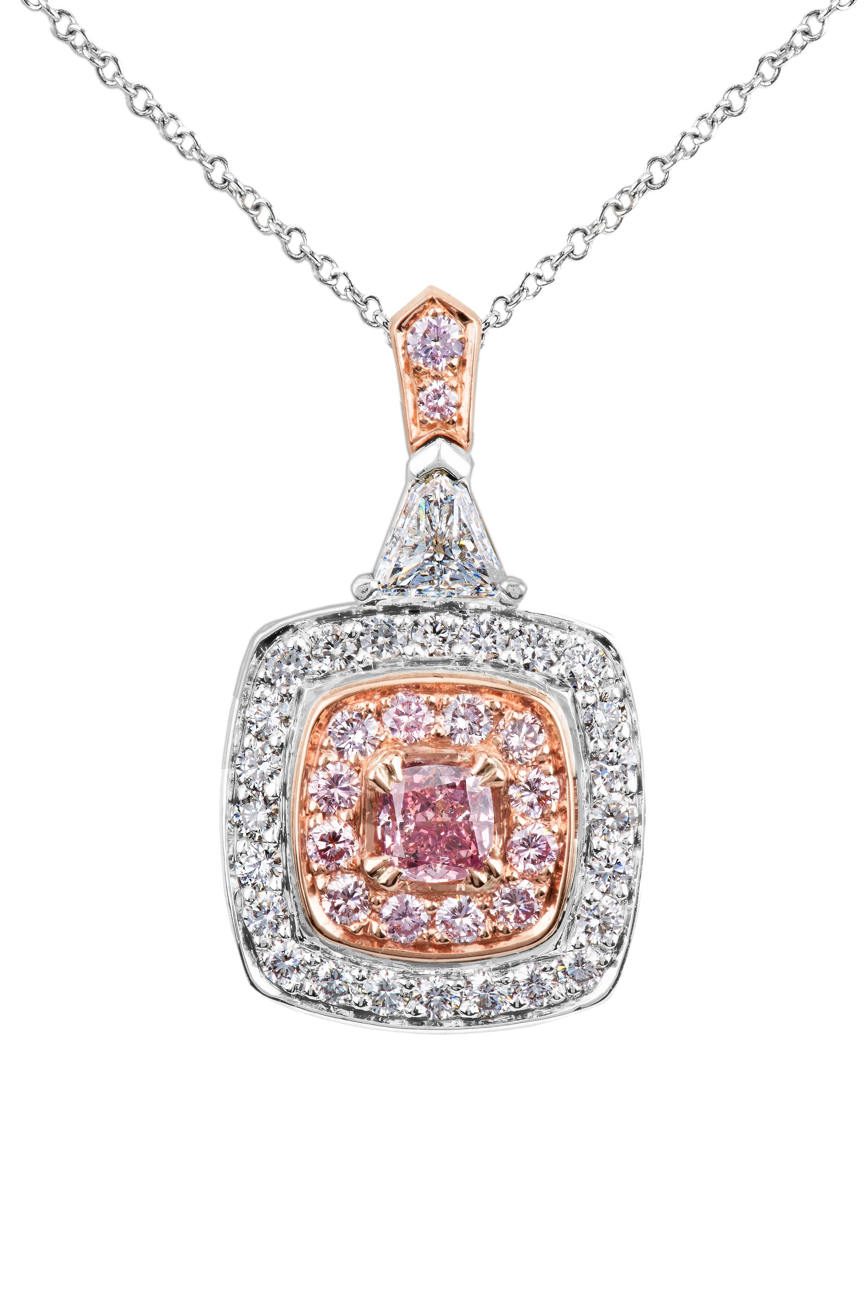 pink diamond pendant with white & rose gold