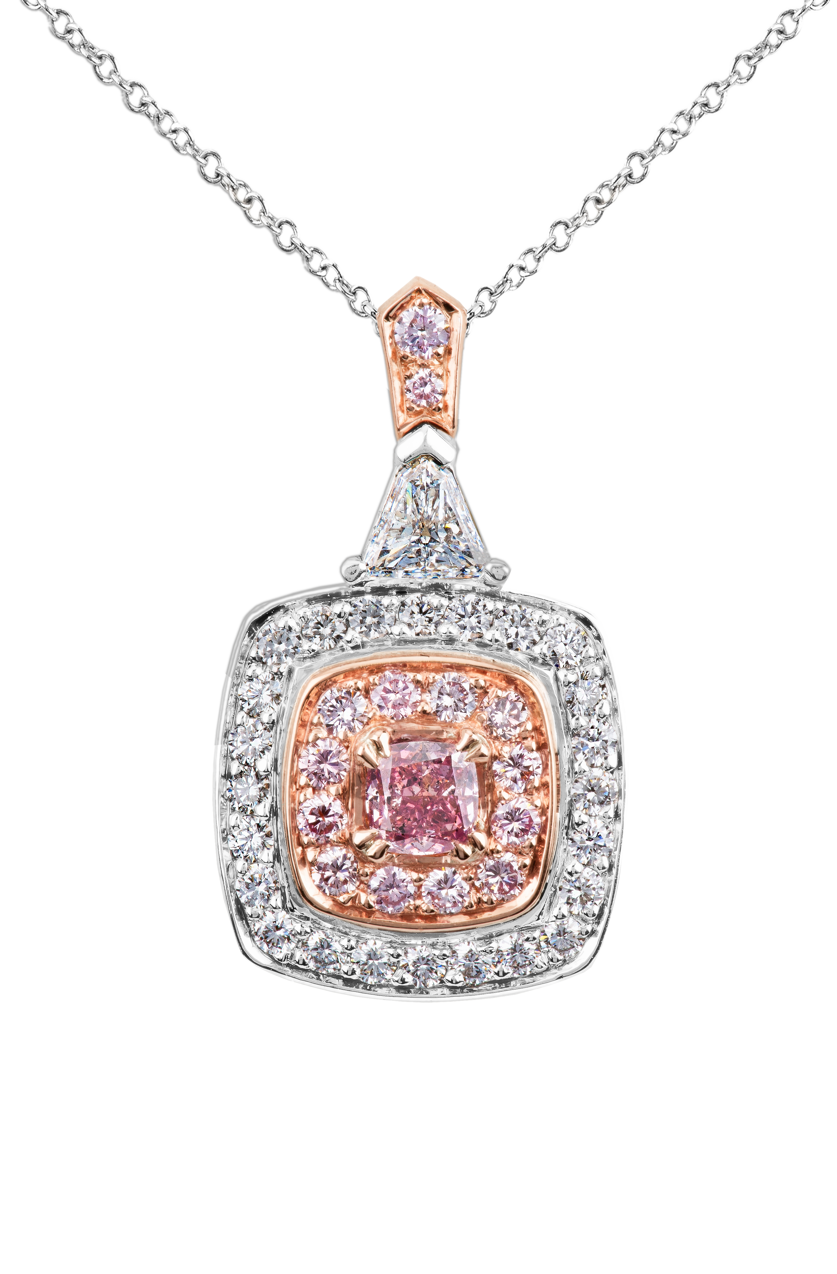 050607 pink diamond pendant with white & rose gold