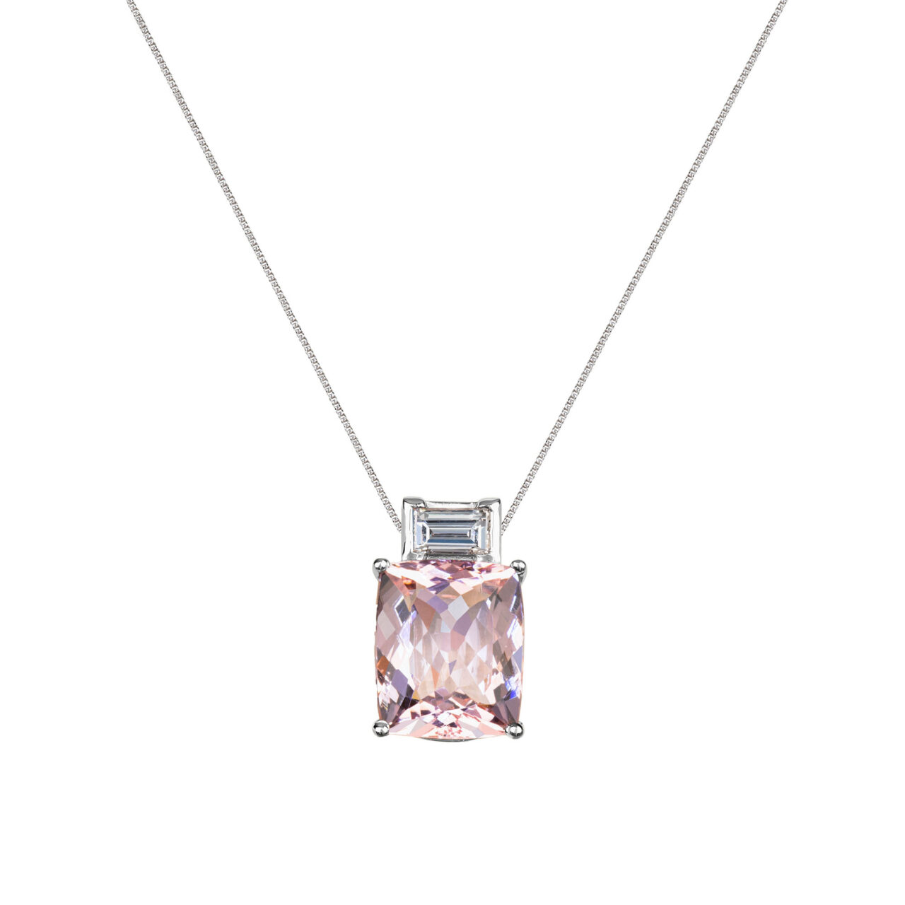 cushion cut morganite pendant