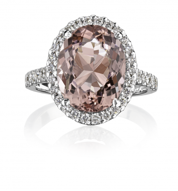 Morganite with Diamond Halo ring