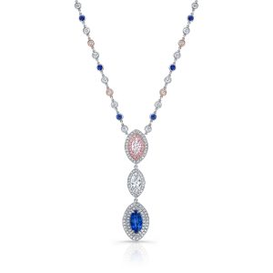Robert Procop pink and blue sapphire marquise necklace