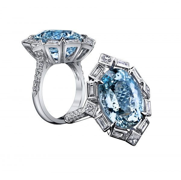 Robert Procop Queen of diamonds Aquamarine & diamond ring