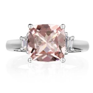 Morganite and diamond trapezoid ring 080659