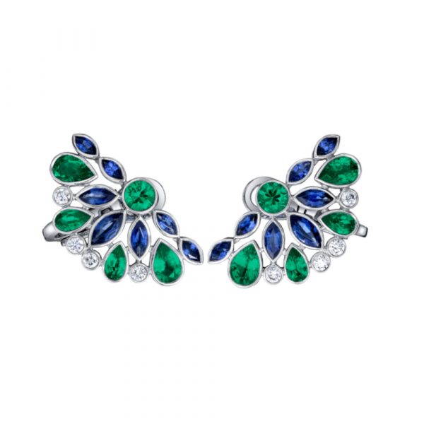 Robert Procop Emerald Blue Sapphire De La Vie Cluster Earrings Holloway Diamonds