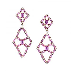 Robert Procop queen of diamonds pink sapphire lattice earrings