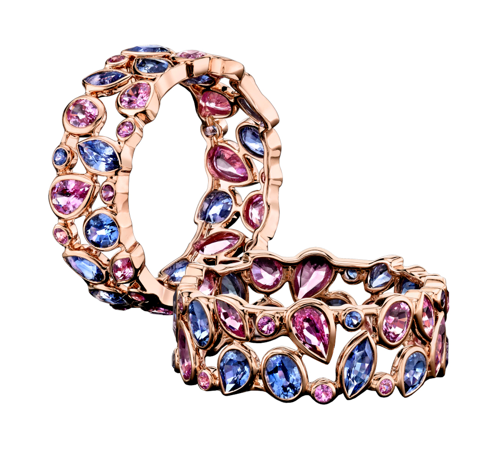 Robert Procop Pink and Blue Sapphire De La Vie Eternity Band Holloway Diamonds Light Blue & Pink Sapphire De La Vie Eternity Ring