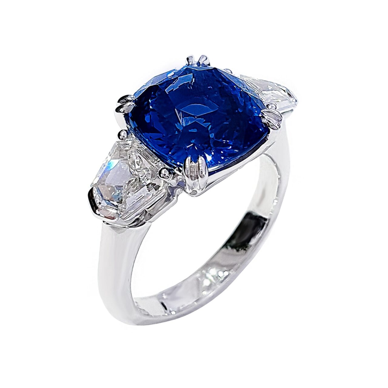 7ct Cushion Cut Sapphire & Diamond Ring