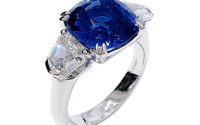 7ct Cushion Cut Sapphire & Diamond Ring