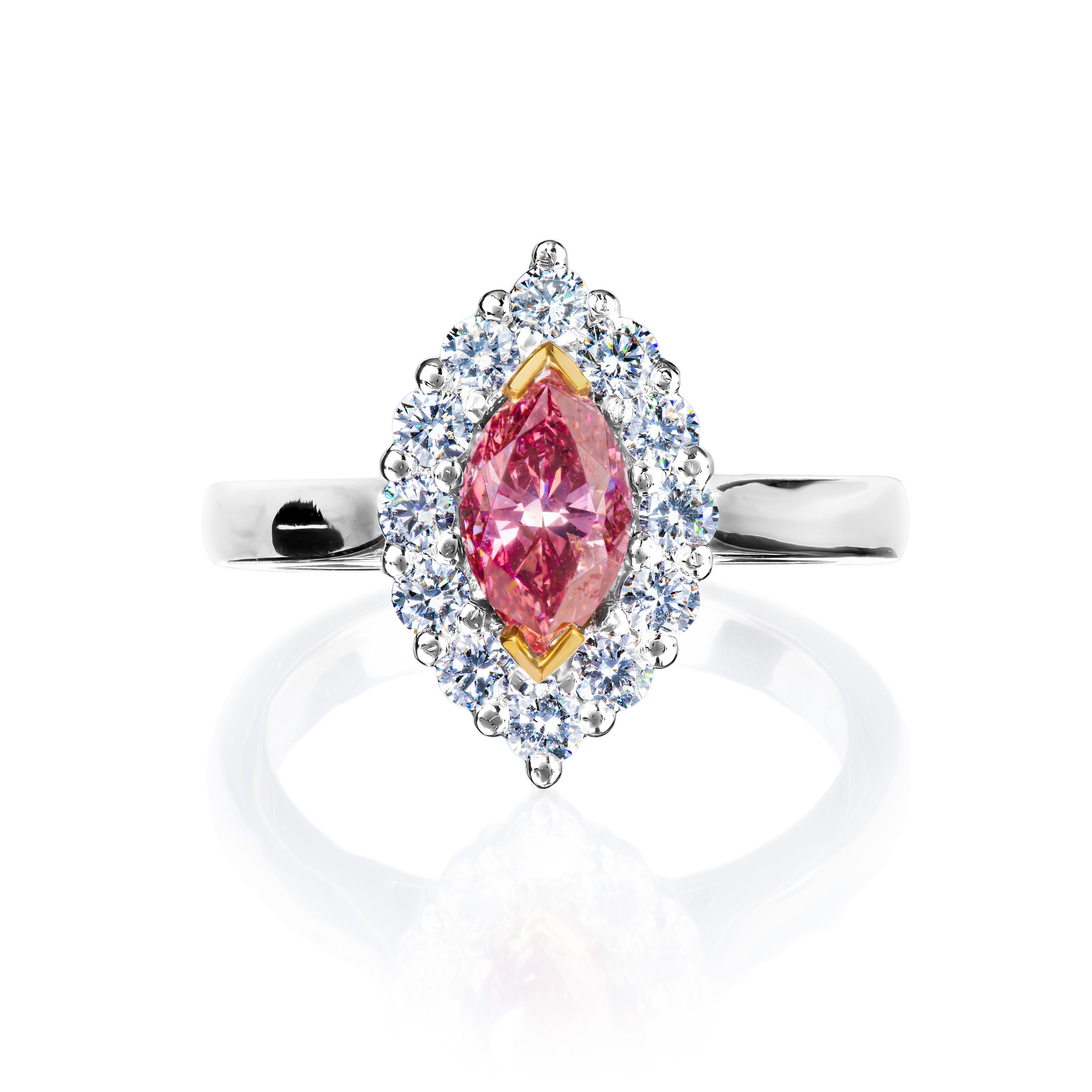 Kattan White Gold Classic Pink Enhanced Marquise Diamond Engagement Ring -  Michael Herr Diamonds & Fine Jewelry