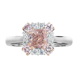 Radiant Cut Pink Diamond Cluster Ring