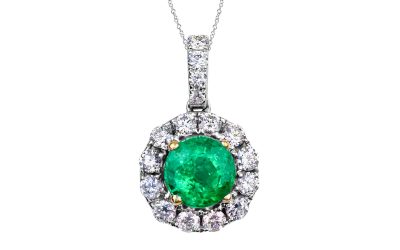 Emerald & Diamond cluster pendant