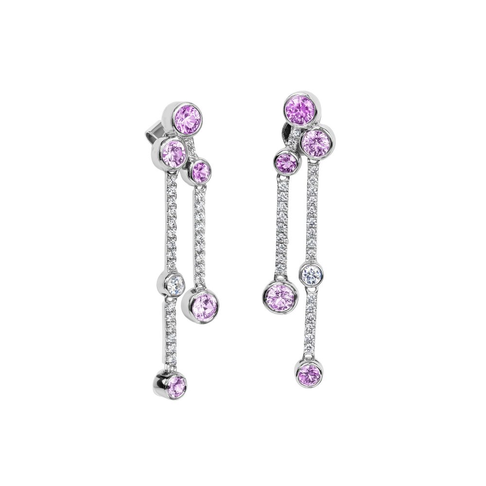 Oval Pink Sapphire Diamond Stud Earrings  J Sampieri