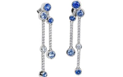 Blue Sapphire & Diamond Drop Earrings