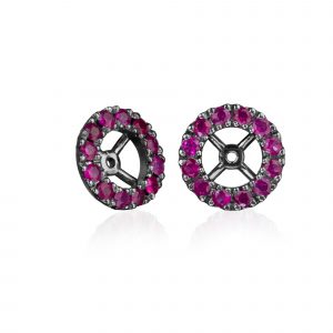 enhancers in platinum with black rhodium plate comprising twenty-four round ruby.