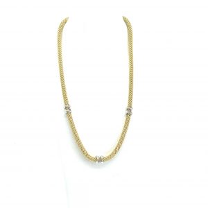 Yellow gold mesh chain with white gold detailing