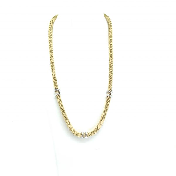 Yellow gold mesh chain with white gold detailing