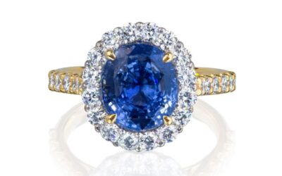 Oval Cut Sapphire with Diamond Halo Ring