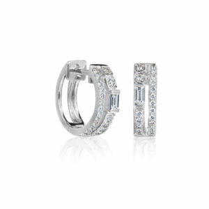 hoop earrings with round diamonds and baguettes