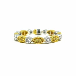 Marquise & round yellow & white diamond eternity band