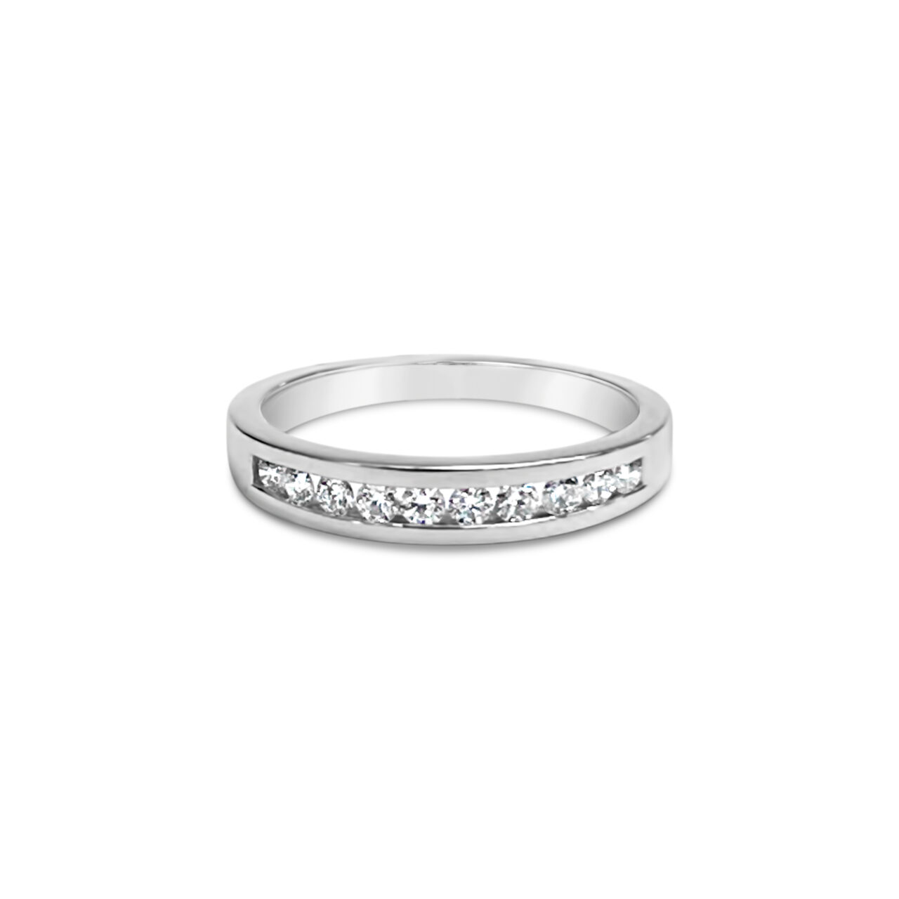 Channel Set White Gold Diamond Band