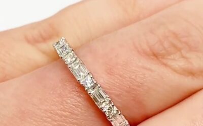 Baguette and round cut diamond eternity or wedding band