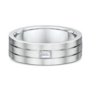 Mens wedding band with baguette diamond