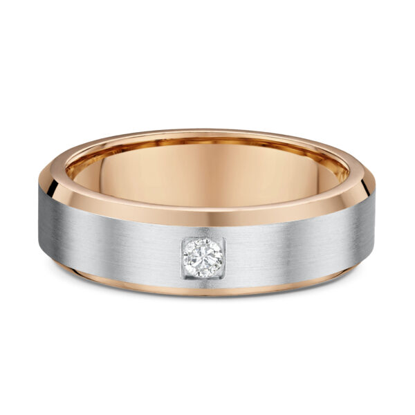 Rose and white gold with diamond men's wedding band