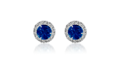 Sapphire & Diamond Halo Stud Earrings