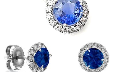 Sapphire & Diamond pendant & Earring Bundle