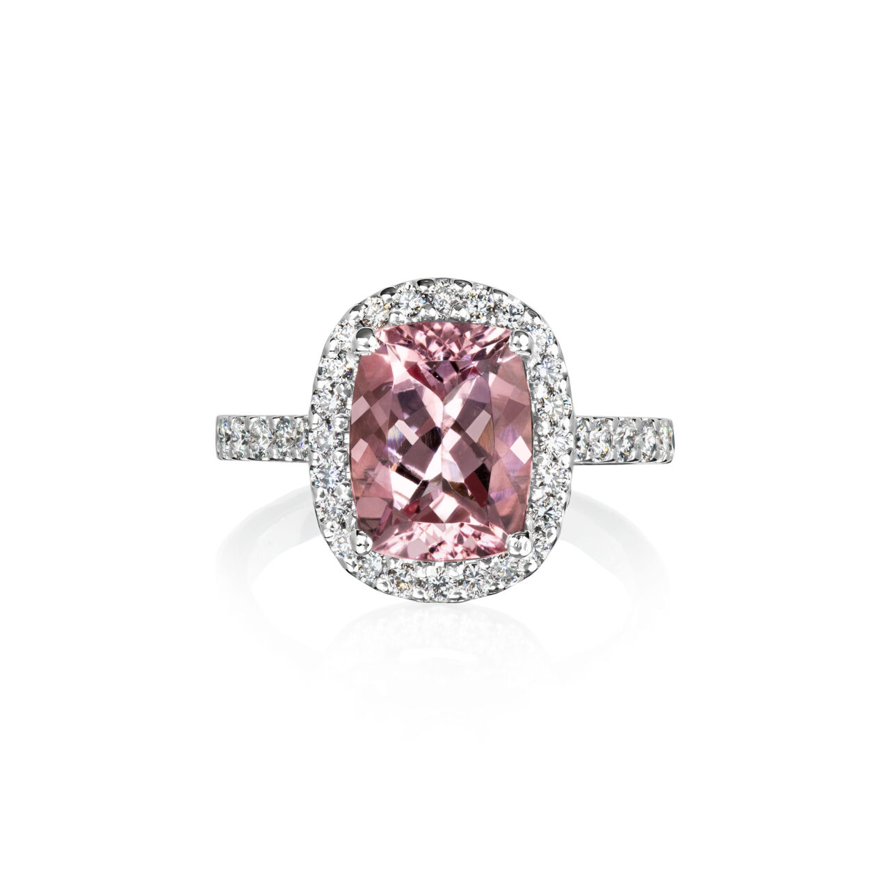 Morganite & Diamond Halo Ring