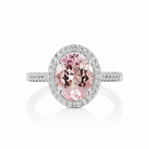 Morganite & Diamond Halo Ring