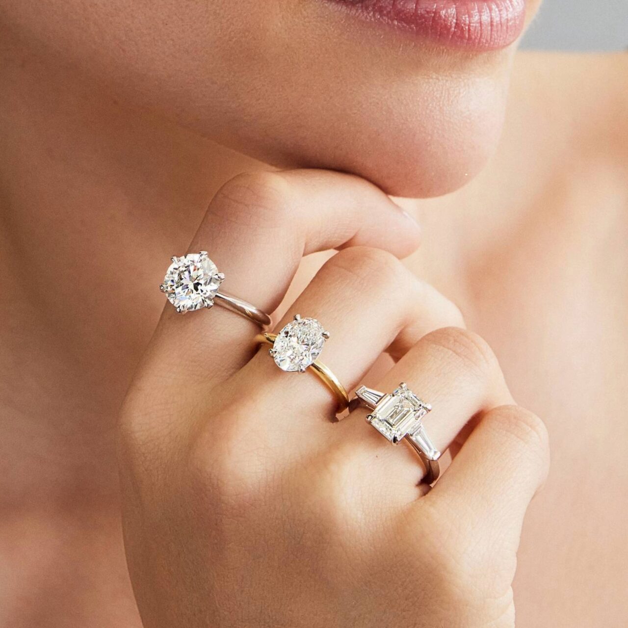 Emerald Cut Diamond Ring with Tapered Baguettes - Image 4