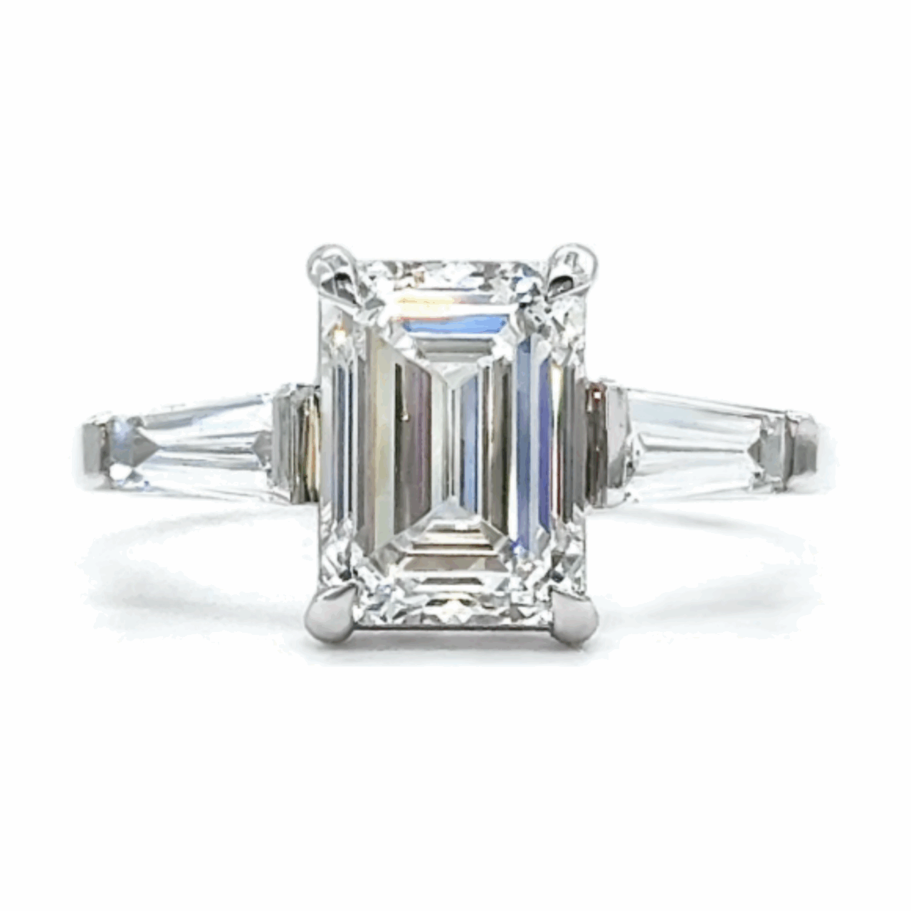 Emerald Cut Diamond Ring with Tapered Baguettes