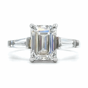 Emerald Cut Diamond Ring with Tapered Baguettes