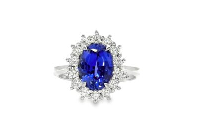 Sapphire & Diamond Halo Ring