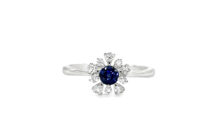 Sapphire & Diamond Flower Ring